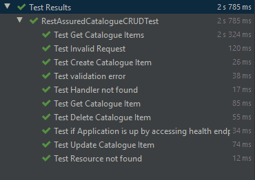 IntelliJ Run test class results