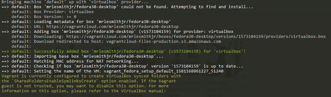 vagrant up fedora